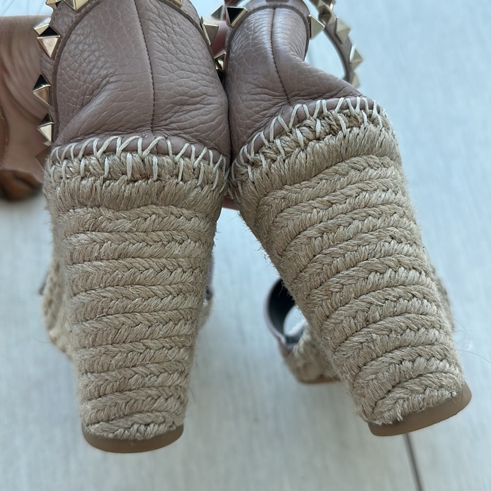 Valentino Rockstud Double Espadrille Wedge Sandals - Picture 6 of 6